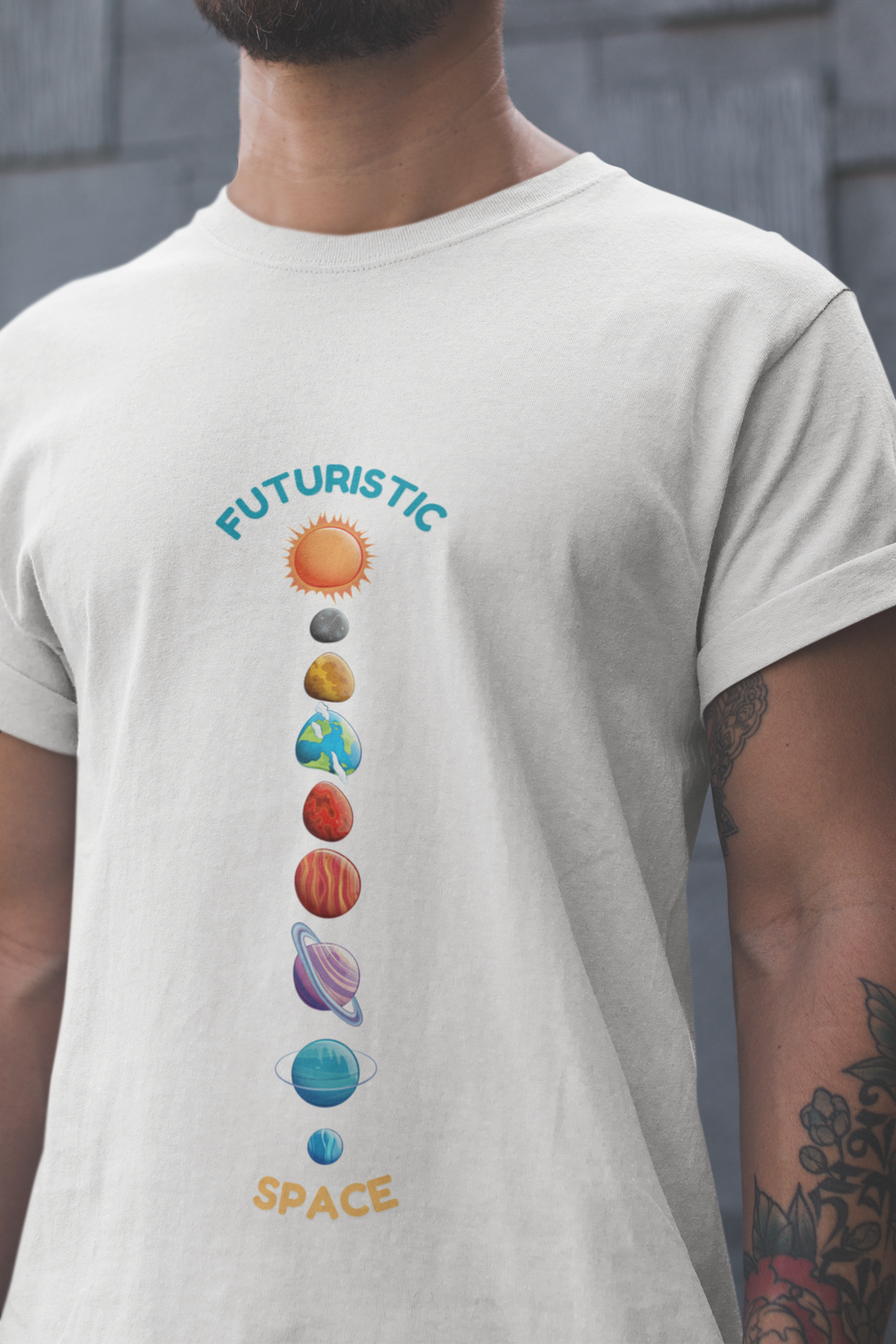 Mebrand Futuristic Space Men's Regular Fit Cotton Printed T-Shirt