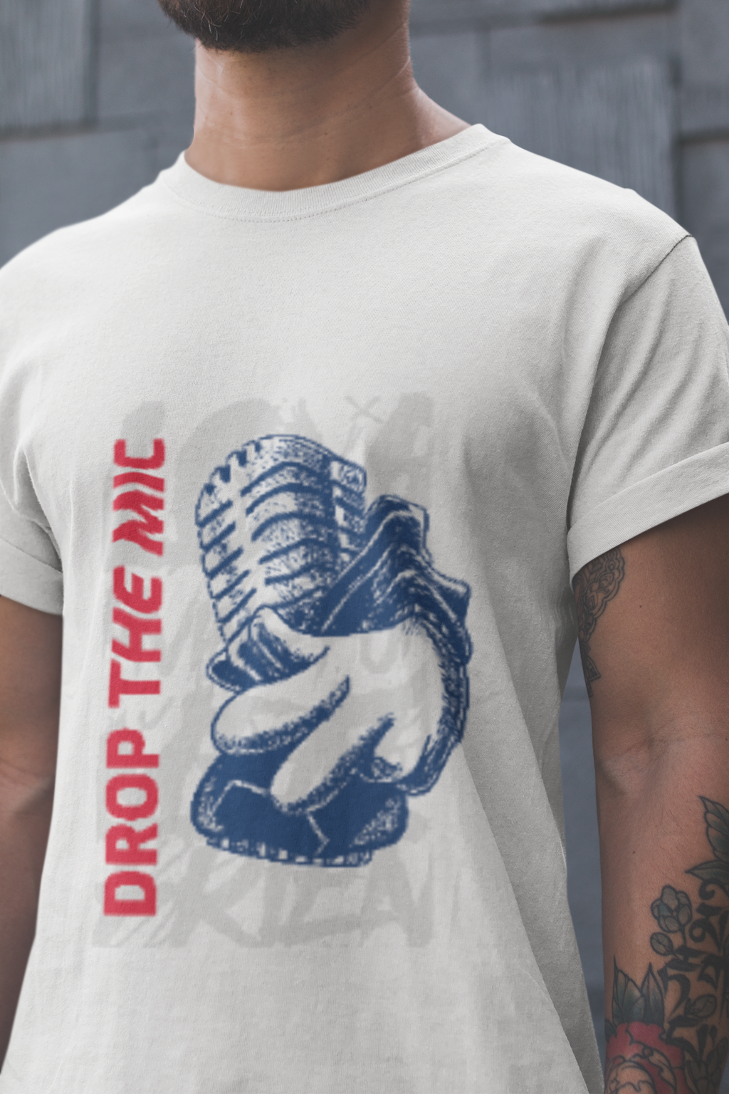 Mebrand Drop The Mic Men's Regular Printed T-Shirt