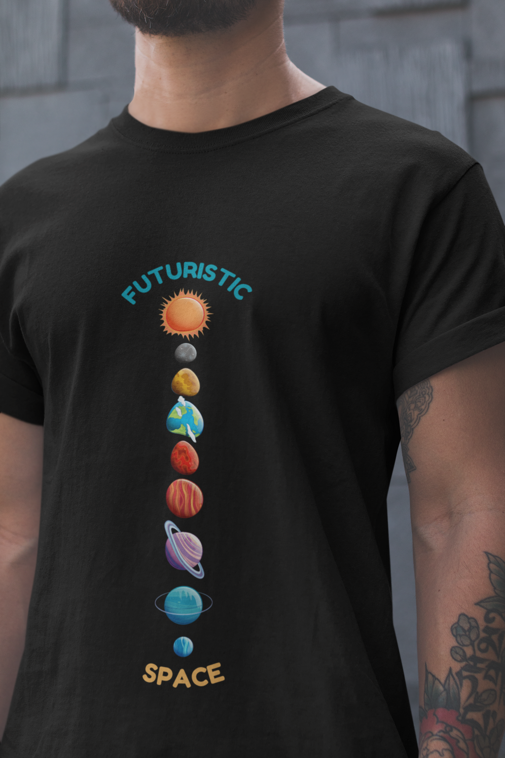 Mebrand Futuristic Space Men's Regular Fit Cotton Printed T-Shirt