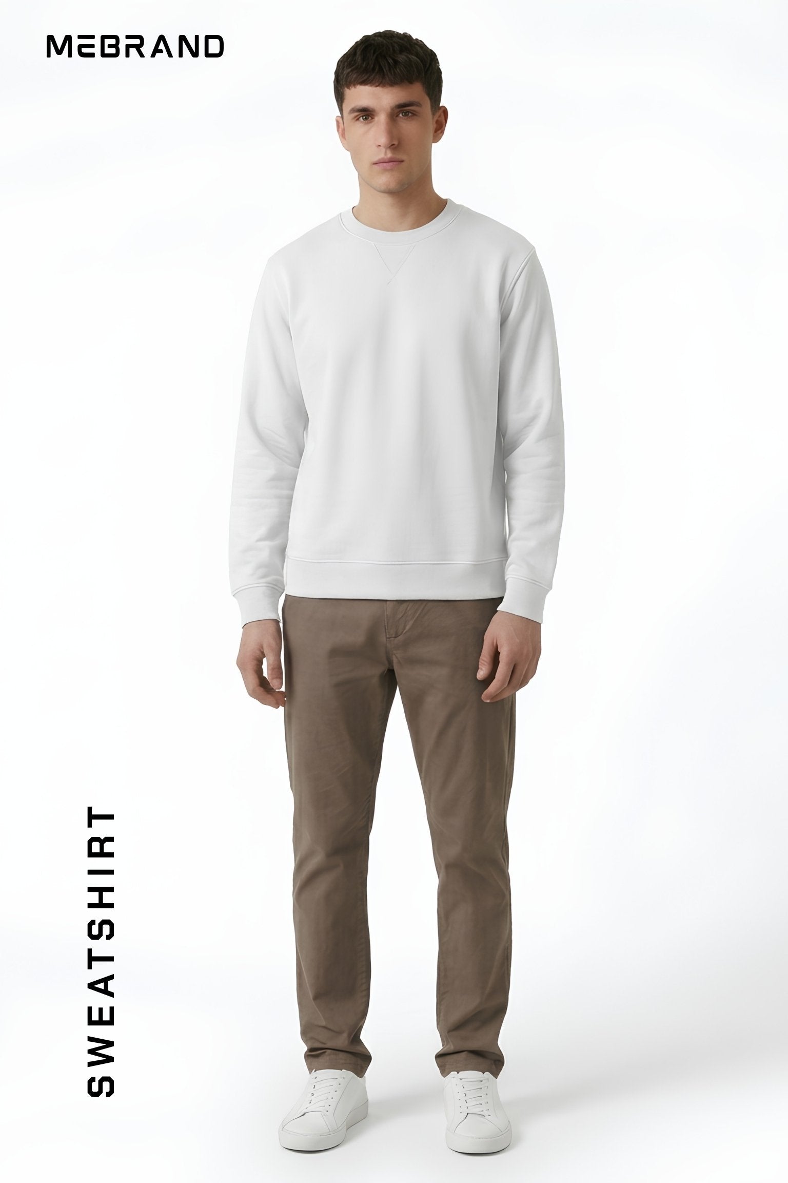 White core edition sweatshirt in premium cotton by MEBRAND front view 1